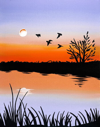 Online Painting Class - Happy Hour Sunset (Virtual Paint Night at Home)