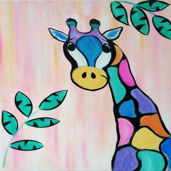 Colorful Giraffe Painting Class - Muse Port Jefferson